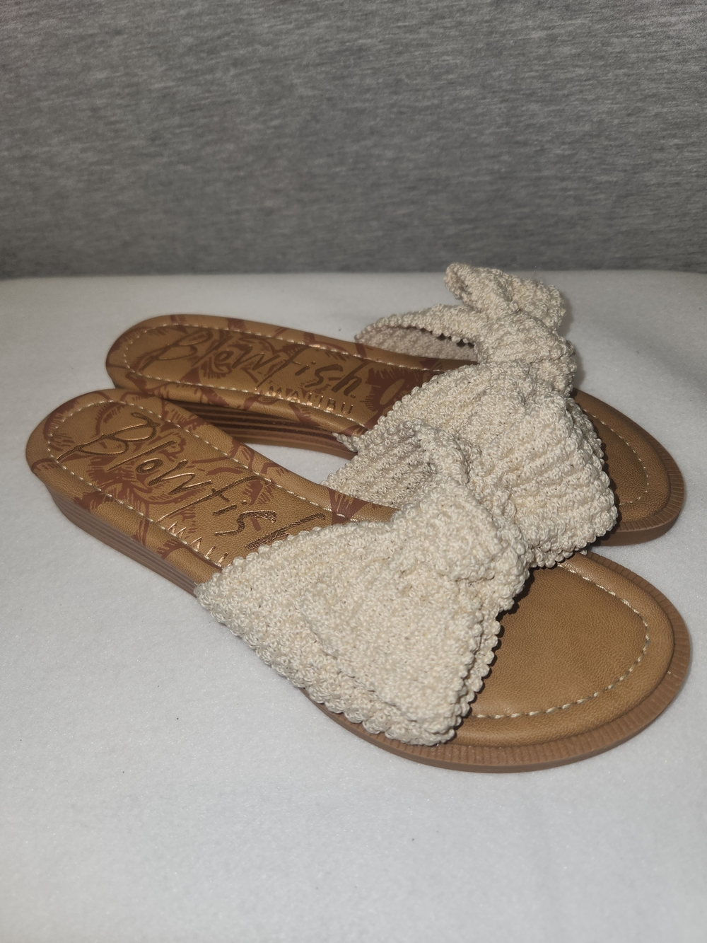 Blowfish Beige Bow Slide Sandals for Women